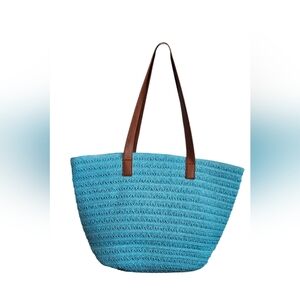 Blue and Brown Women's Tote Bag